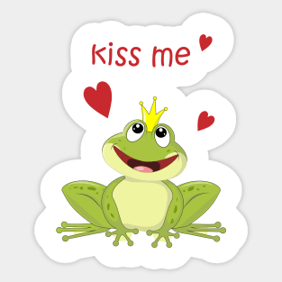 Cute Frog Prince Kiss Me Sticker